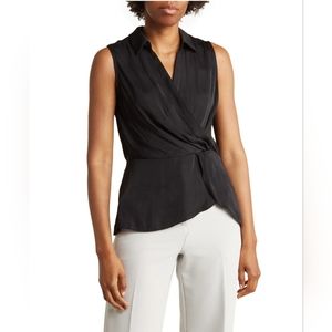 ✨️NWT✨️ Tahari Wrap Blouse - Black, Size X-Small, Sleeveless